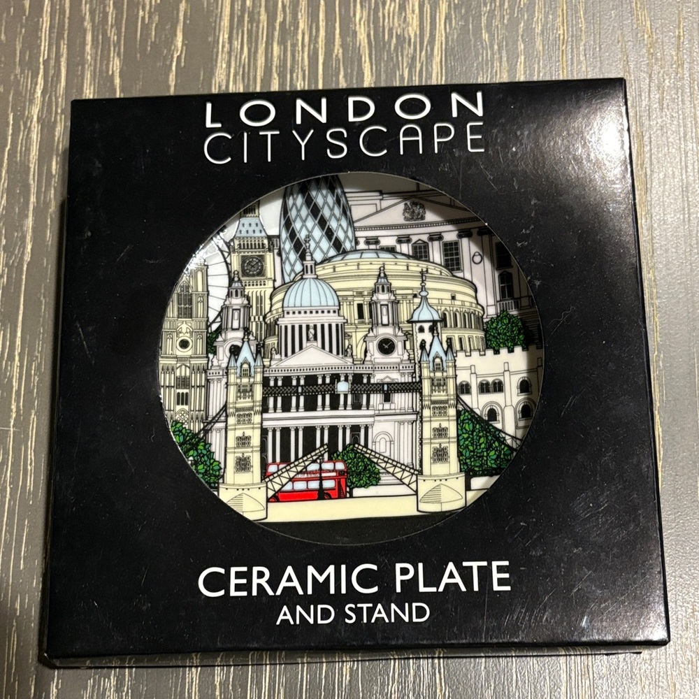 London Cityscape Ceramic Plate with Stand - New